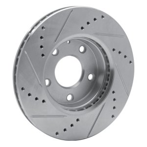 Mazda 3 Brake Rotor (1) - Front Right - R1 Concepts - Drilled & Slotted - Silver - `14-`24